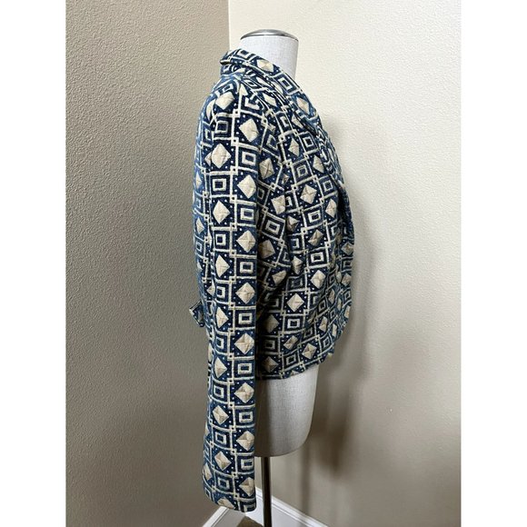 Vintage BELUVA women's blazer geometric print long sleeve size MEDIUM - Picture 2 of 4